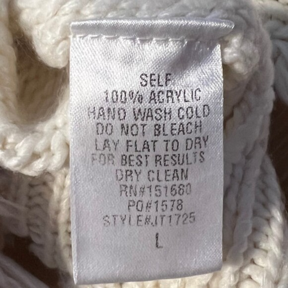 Storia Womens Ivory Knit Star Patched Cropped Sweater Fringed Hem Size Large - Picture 6 of 9